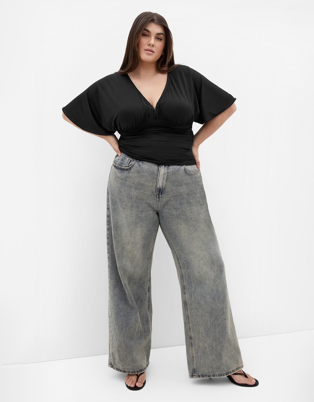 City Chic - Plus size Tilly Ruched Top - black