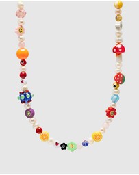 Nialaya Jewellery - Men's Berry Pearl Choker with Assorted Beads