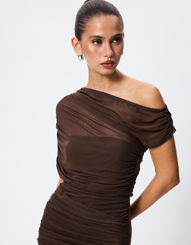 Tussah - Eleanor Mesh Off The Shoulder Maxi Dress