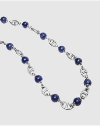 Nialaya Jewellery - Men's Silver Mariner Chain with Blue Lapis