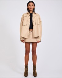 ONE TEASPOON - Daria Studded Leather Shacket - Tan