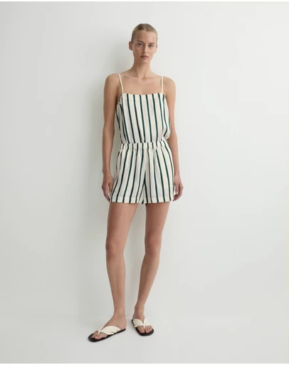 BONDI BORN - Cannes Silk Short - Forest Stripe