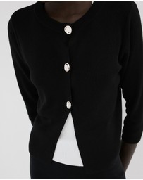 M.N.G - Knitted Cardigan With Jewel Button