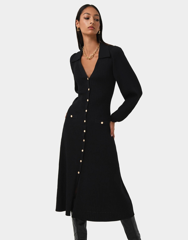Forcast - Lara Collar Midi Knit Dress