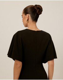 Tussah - Vivian Flutter Sleeve Ruffle Detail Midi Dress