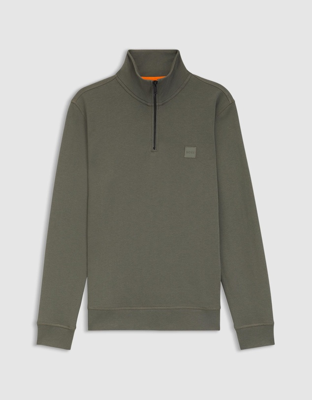 BOSS - Cotton-Terry Sweatshirt With Zip Collar