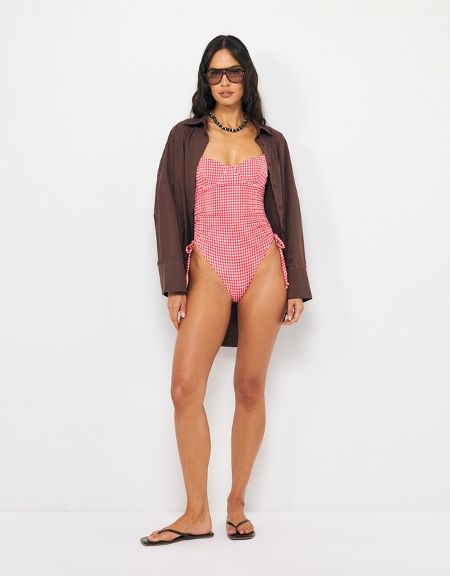 AERE - Sienna Gingham Tie Side Swimsuit