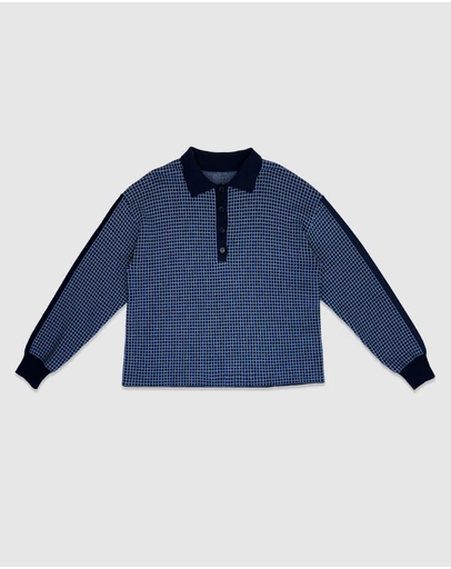 Banabae - Ladies Knit Rugby Top - Micro Check