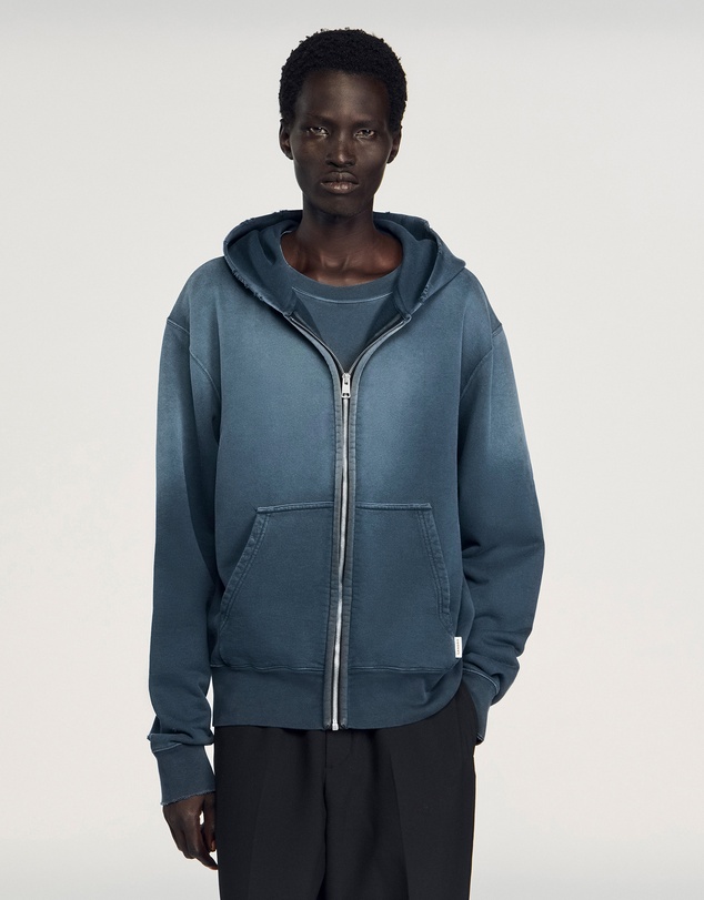 Sandro - Washed Zip Hoodie Sweatshirt