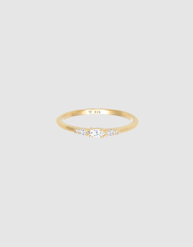 Elli Jewelry - Zirconia Engagement Ring in Gold-Plated 925 Silver