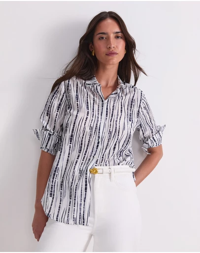 Sportscraft - Stripe Cotton Silk Long Sleeve Shirt