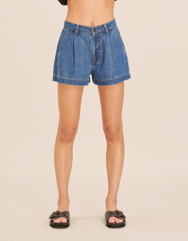 AERE - Pleated Denim Shorts