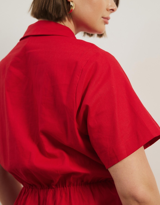Atmos&Here Curvy - Remi Linen Blend Mini Shirt Dress