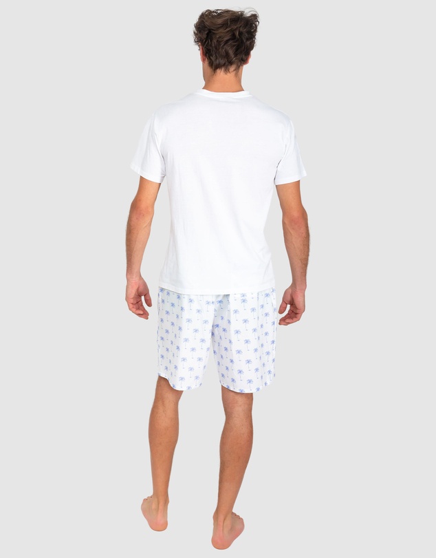 Sant And Abel - Men's Blue Palm Tree Sleep Shorts