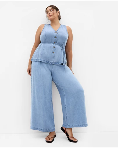 City Chic - Plus size Evani Soft Denim Wide Leg Pant - light wash