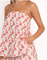 Petal & Pup - Juliana Strapless Playsuit - Red Blossom