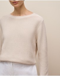 Trenery - Cotton Linen Boatneck Knit in Stone