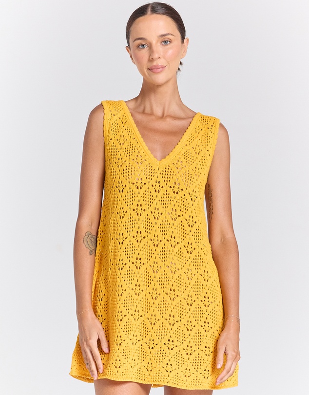 Poolside Paradiso - Messina V Knit Crochet Dress – Marigold