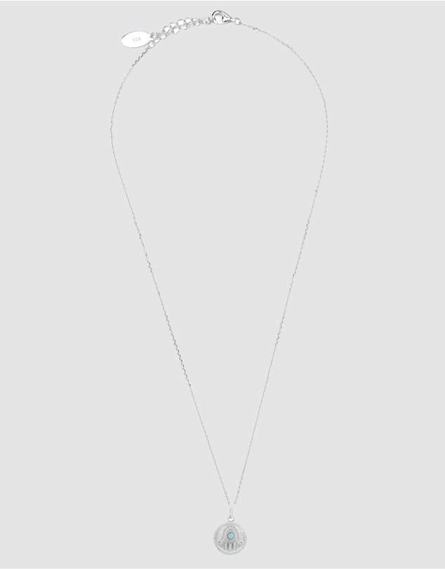 Georgini - Georgini Opal Glow Blue Created Opal Hamsa Silver Medallion