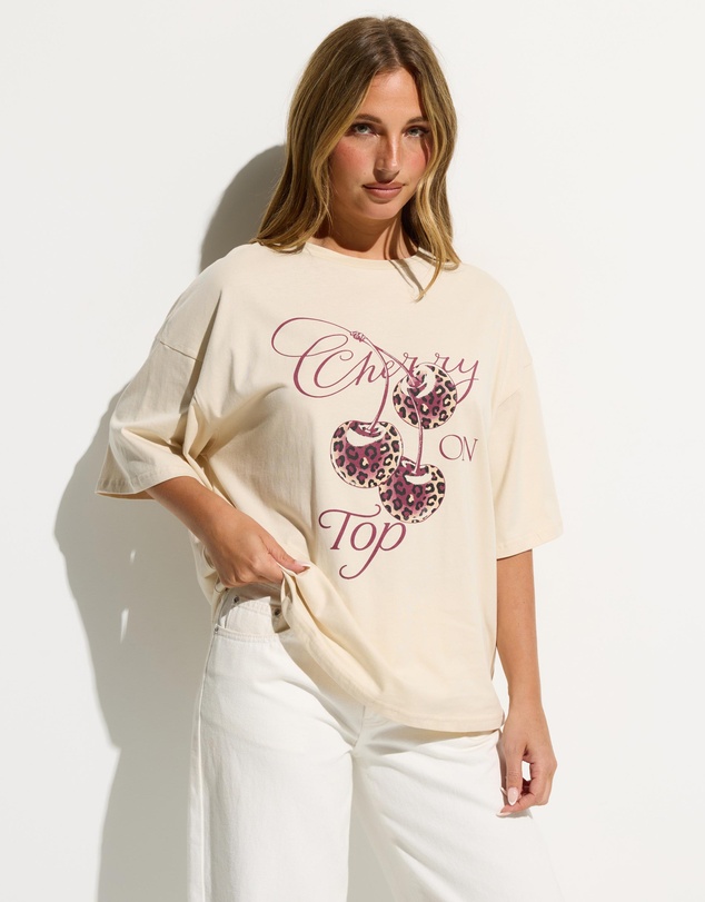 Dazie - Cherry On Top Oversized Graphic Tee