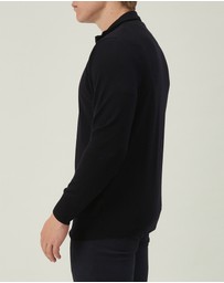 3 Wise Men - 3 Wise Men Harvey Zip Neck Merino Knit - Black