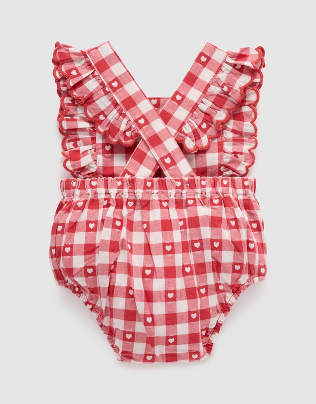 Purebaby - Gingham Overall Bodysuit Christmas -Kids-Babies