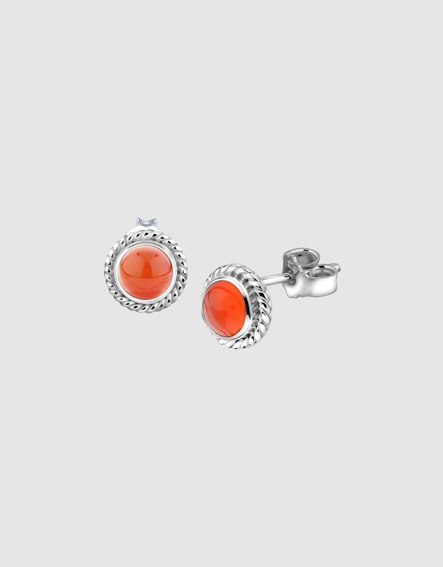 Elli Jewelry - Earrings Stud Cornelian Birthstone September 925 Sterling Silver