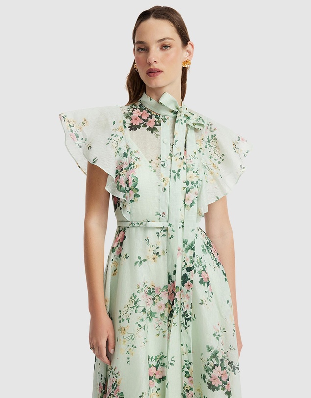 LEO LIN - Elsie Flutter Sleeve Midi Dress