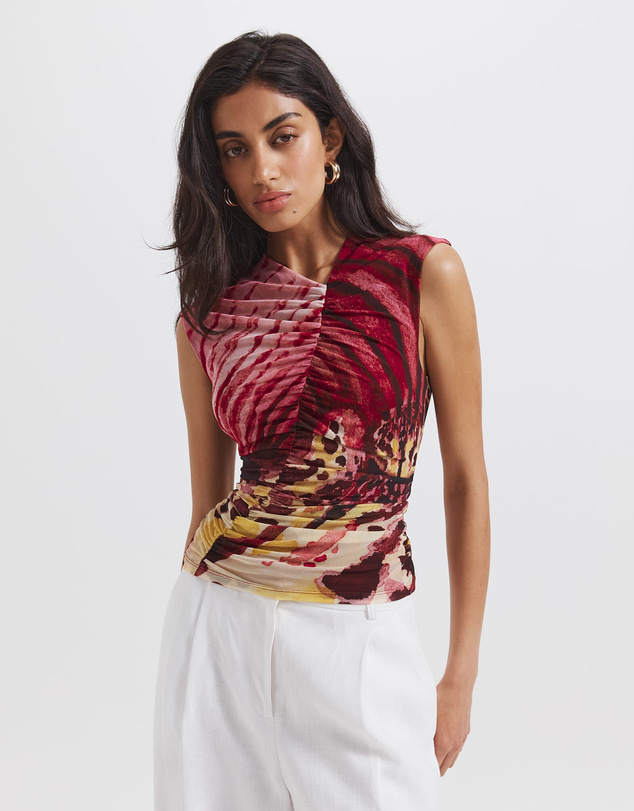 SABA - Cymbelle Rouched Mesh Top