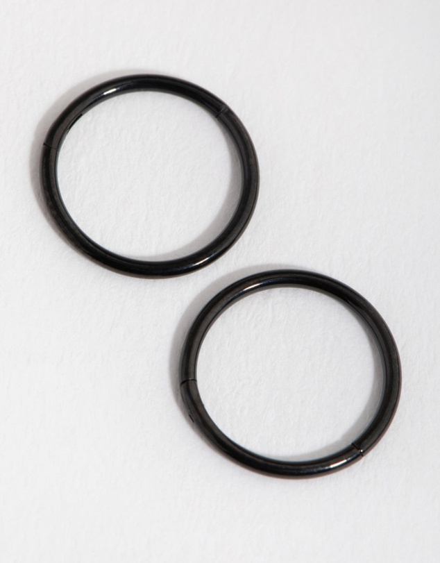 Lovisa - Black Coated Metal Surgical Steel 8mm Sleeper Earrings
