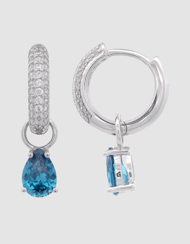 Georgini - GEORGINI WISTERIA DUO PEAR EARRINGS BLUE TOPAZ CZ SILVER
