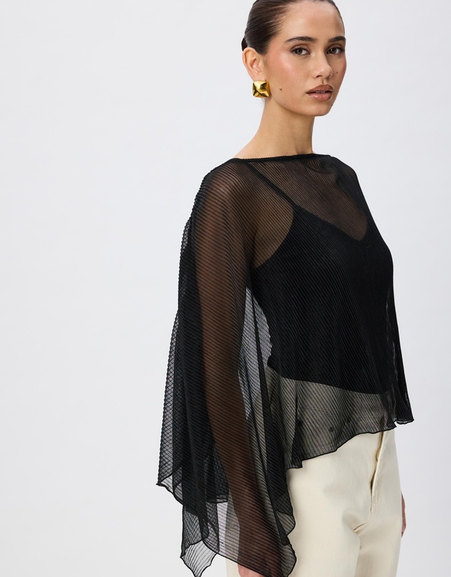 Tussah - Nyla Poncho Sheer Crinkle Off Shoulder Top