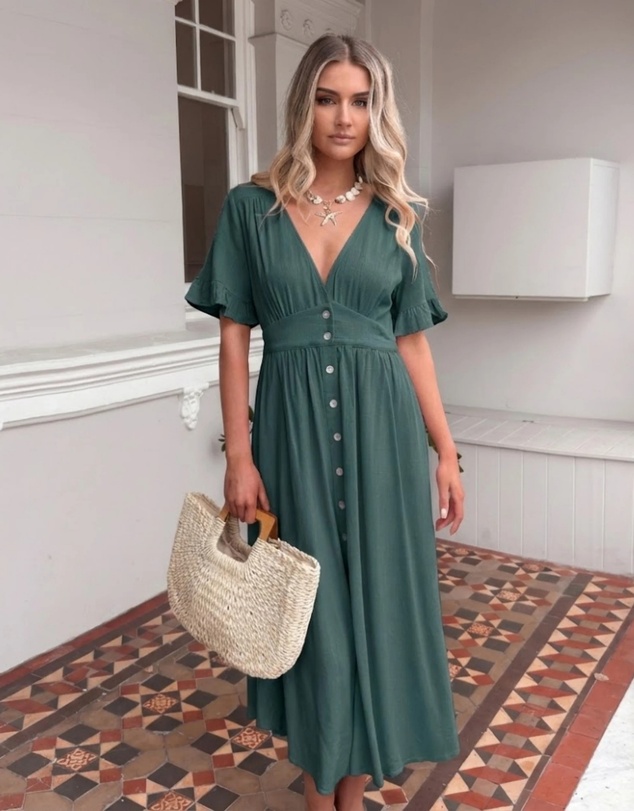 Esther & Co - Korbela Dress - Deep Green