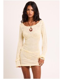 Subtitled - Olive Long Sleeve Sheer Dress