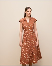 Trenery - Spot Poplin Cap Sleeve Shirt Dress in Burnt Orange