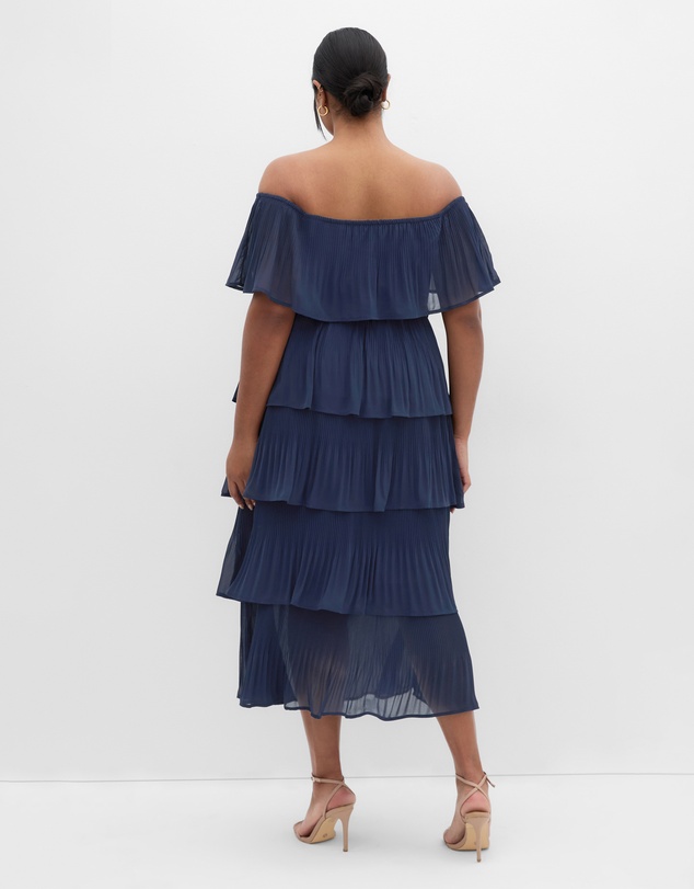 City Chic - Plus size Night Garden Print Midi Dress - navy