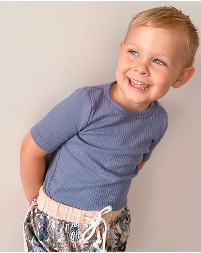 WITH LOVE FOR KIDS - BASICS Wide Ribbed Short Sleeve Top - Kids