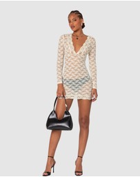 EDIKTED - Beck Plunge Neck Sheer Lace Mini Dress