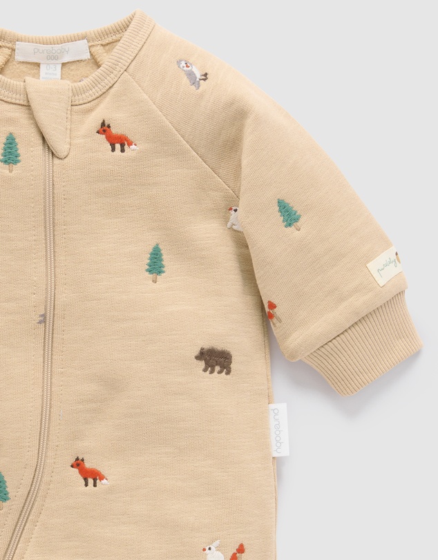 Purebaby - Embroidered Fleece Growsuit -Kids-Babies