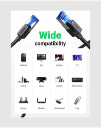 Ugreen - UGREEN 2m Cat8 LAN CableNetwork Cable Black