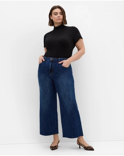 City Chic - Plus size Harley Fit Jayla Wide Leg Jean - mid wash