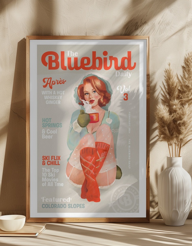 Olive et Oriel - The Bluebird Daily Vintage Pin Up Ski by The Whiskey Ginger Art Print