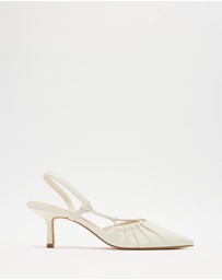 Atmos&Here - Calla Leather Sling Back Kitten Heels