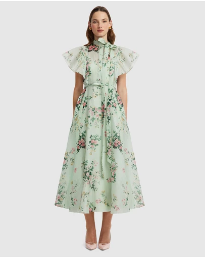 LEO LIN - Elsie Flutter Sleeve Midi Dress
