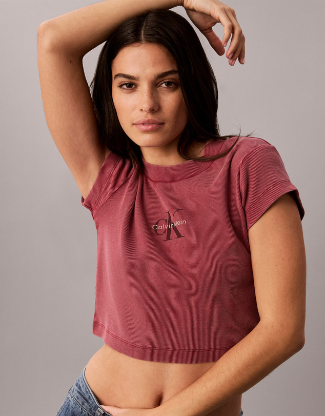 Calvin Klein Jeans - Monologo Rib Acid Wash Baby Tee