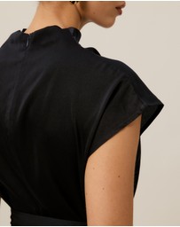Tussah - Violet Drape Tie Detail Satin Top