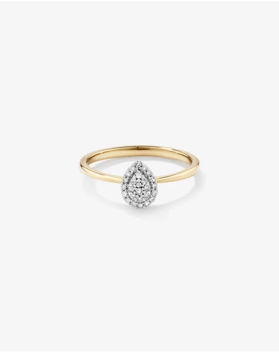 Michael Hill - 0.10 Carat TW Pear Cluster Diamond Promise Ring in 10kt Yellow and White Gold