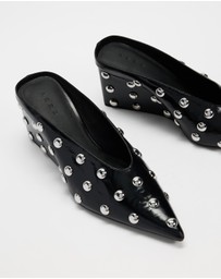 AERE - Studded Leather Wedge Pumps