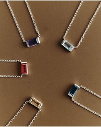Kirstin Ash - Baguette Birthstone Necklace March Sky Blue Topaz