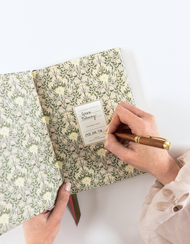 Bespoke Letterpress - Linen Bound Lined Journal - Bloomere